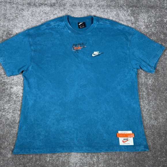 Nike T-Shirt Men's XL Blue Short Sleeve Sportswear Wash Drip Tee DC2729-301 - Picture 1 of 9